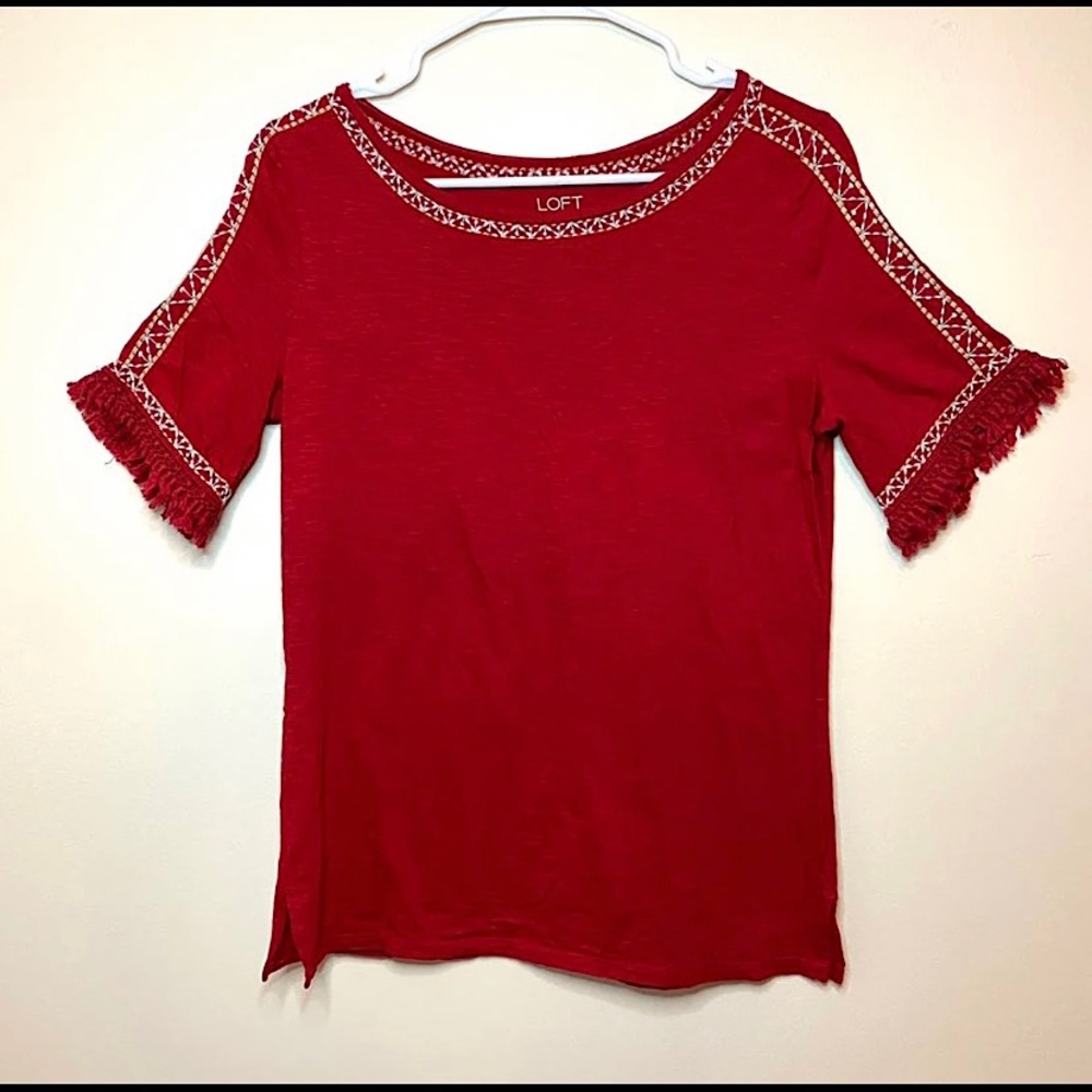 Rose Red Embroidered Design LOFT, Tassle Size S